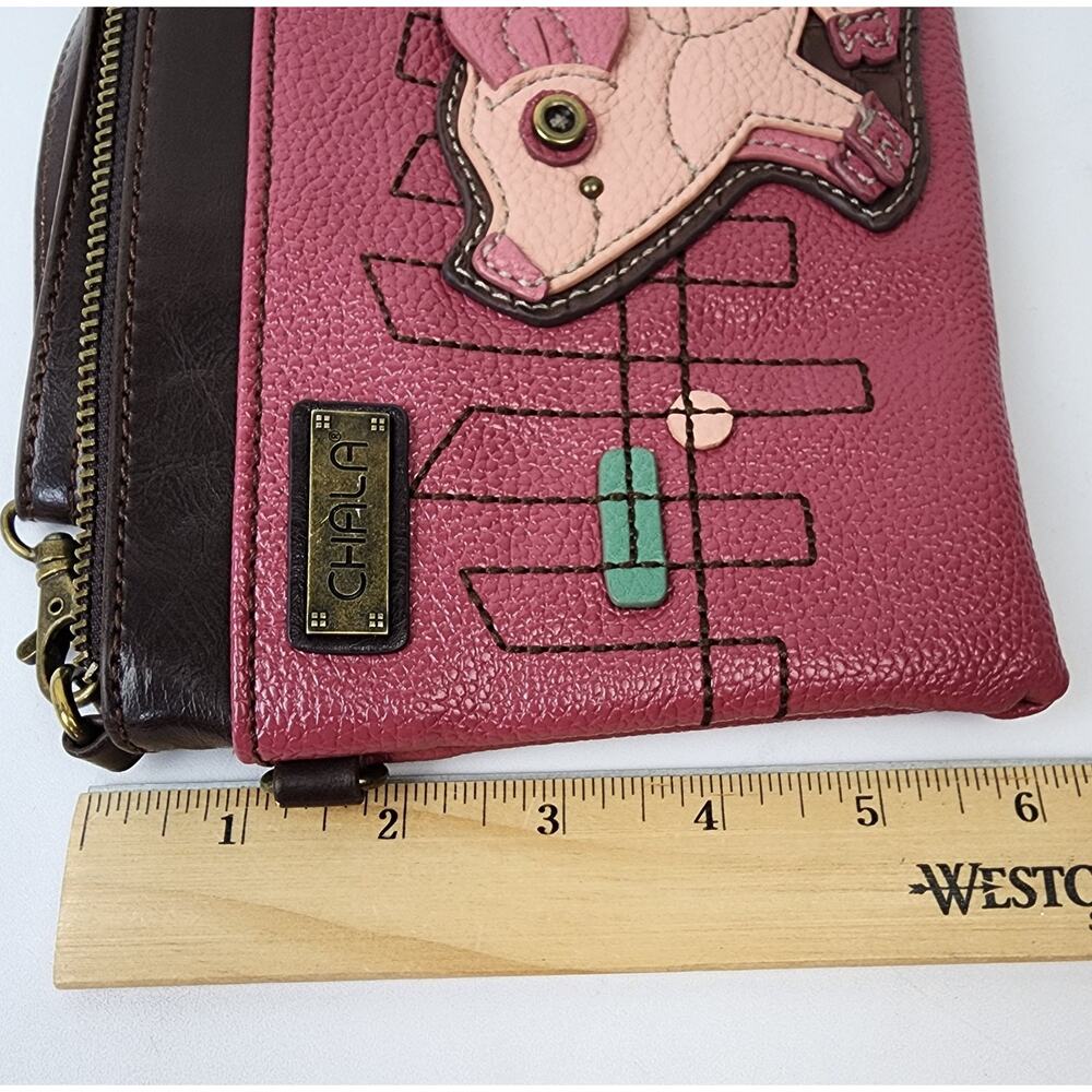 Chala Vegan Pink Pig Mini Crossbody Purse Handbag Convertible Strap Zippers Farm - Picture 10 of 10